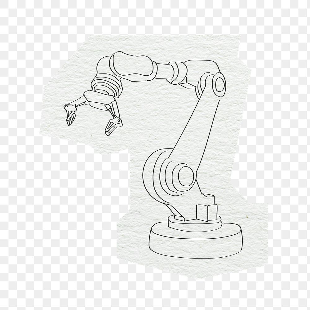 PNG Robotic arm, line art illustration, transparent background