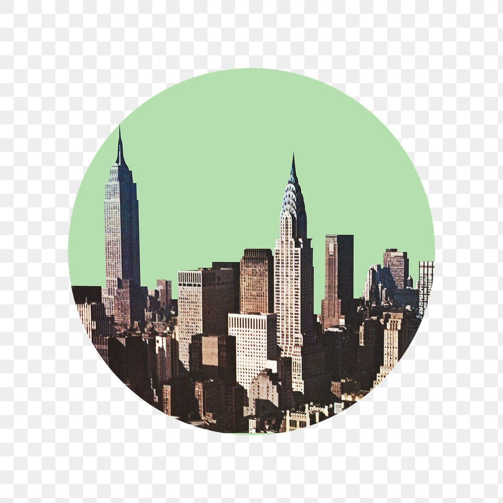 Png skyscrapers collage element, transparent background