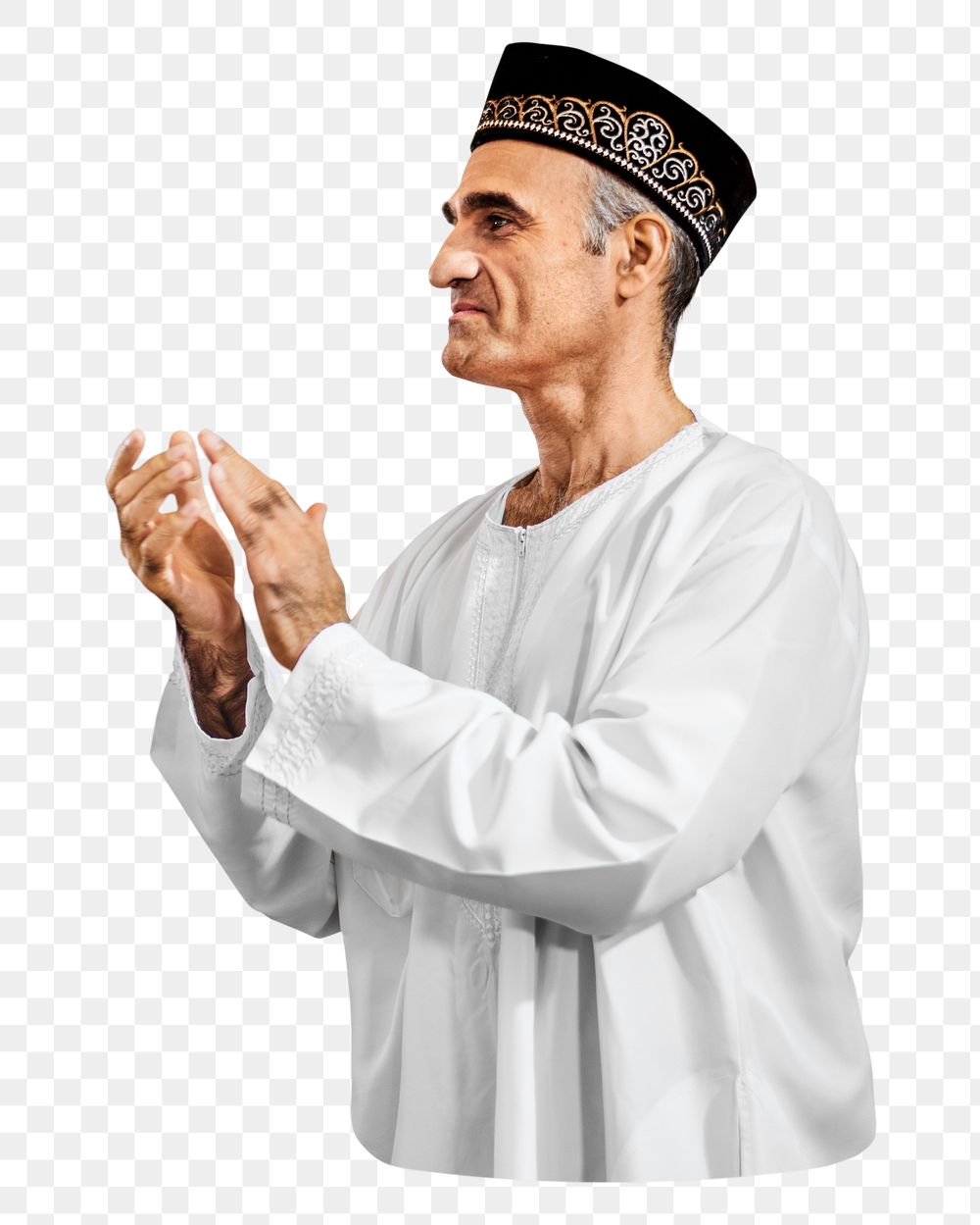 Png Arabic man clapping, transparent background