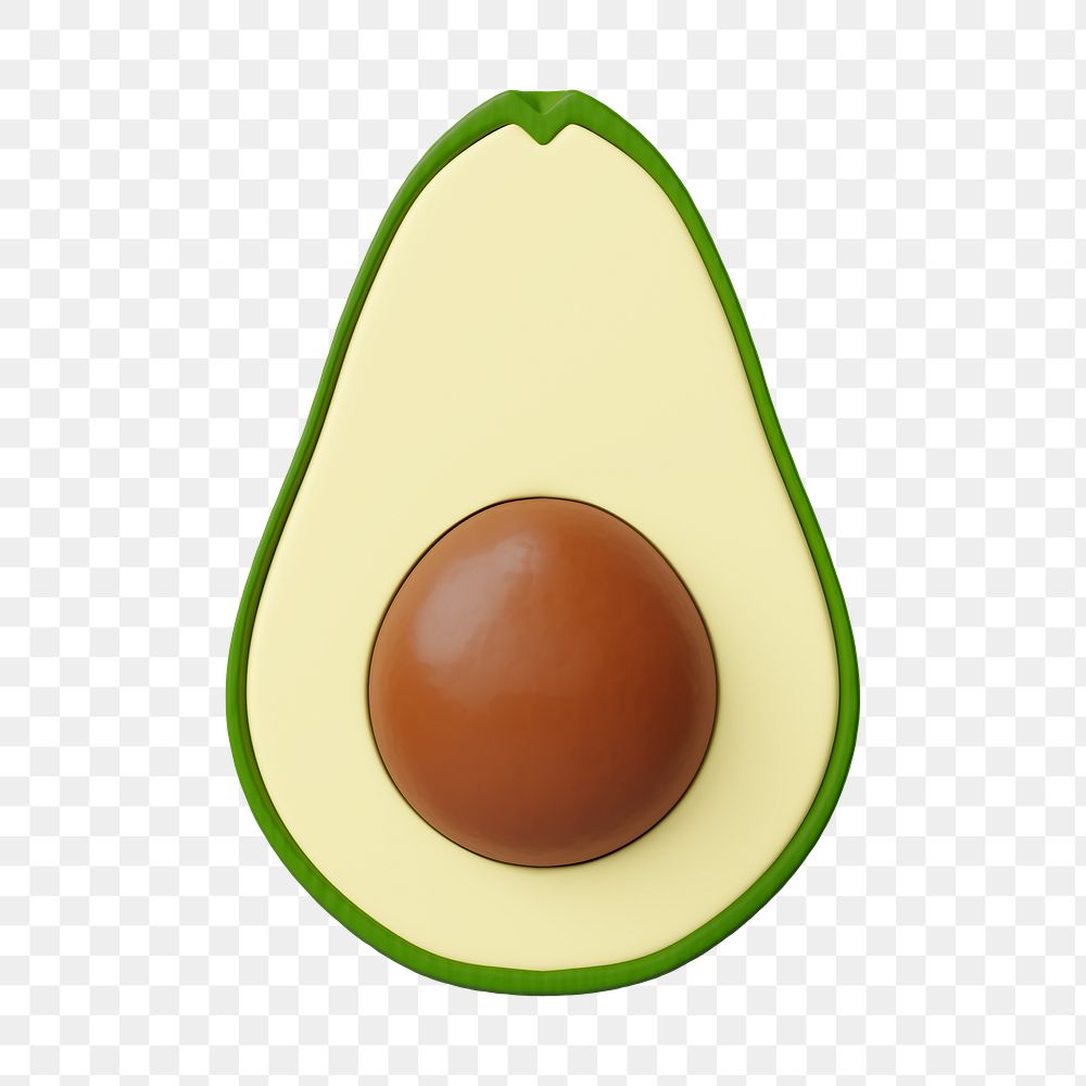 PNG 3D avocado fruit, element illustration, transparent background