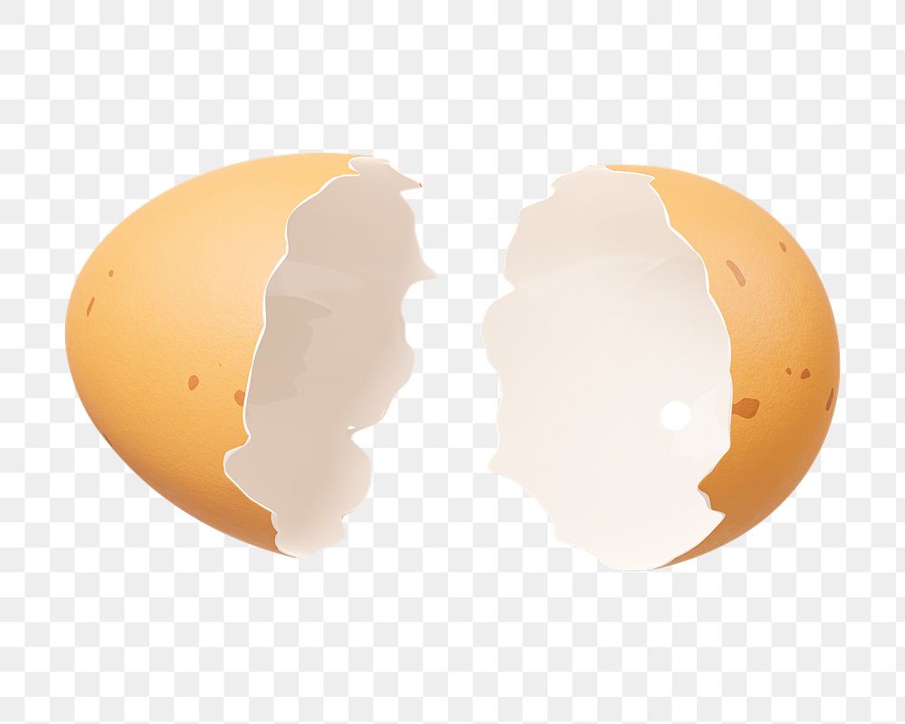 PNG 3D cracked egg shell, element illustration, transparent background