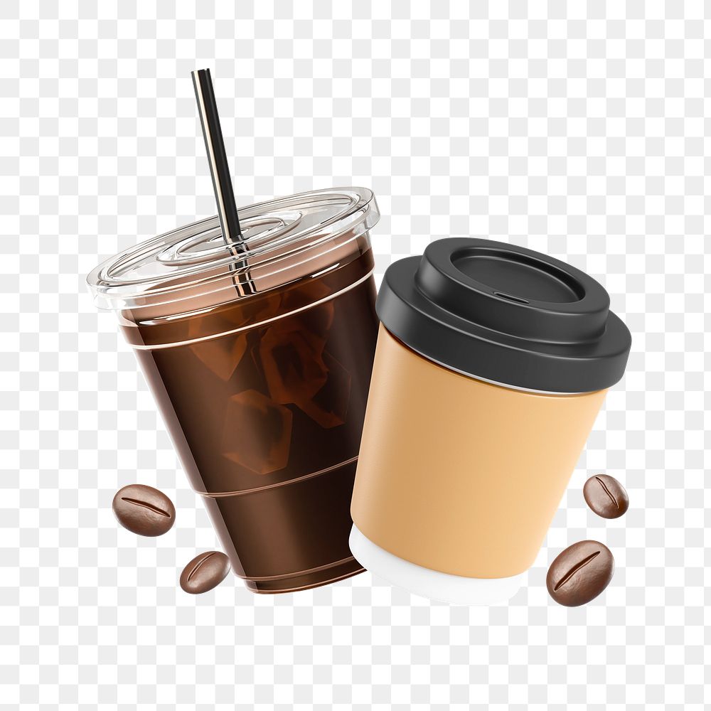 PNG 3D americano coffee, element illustration, transparent background