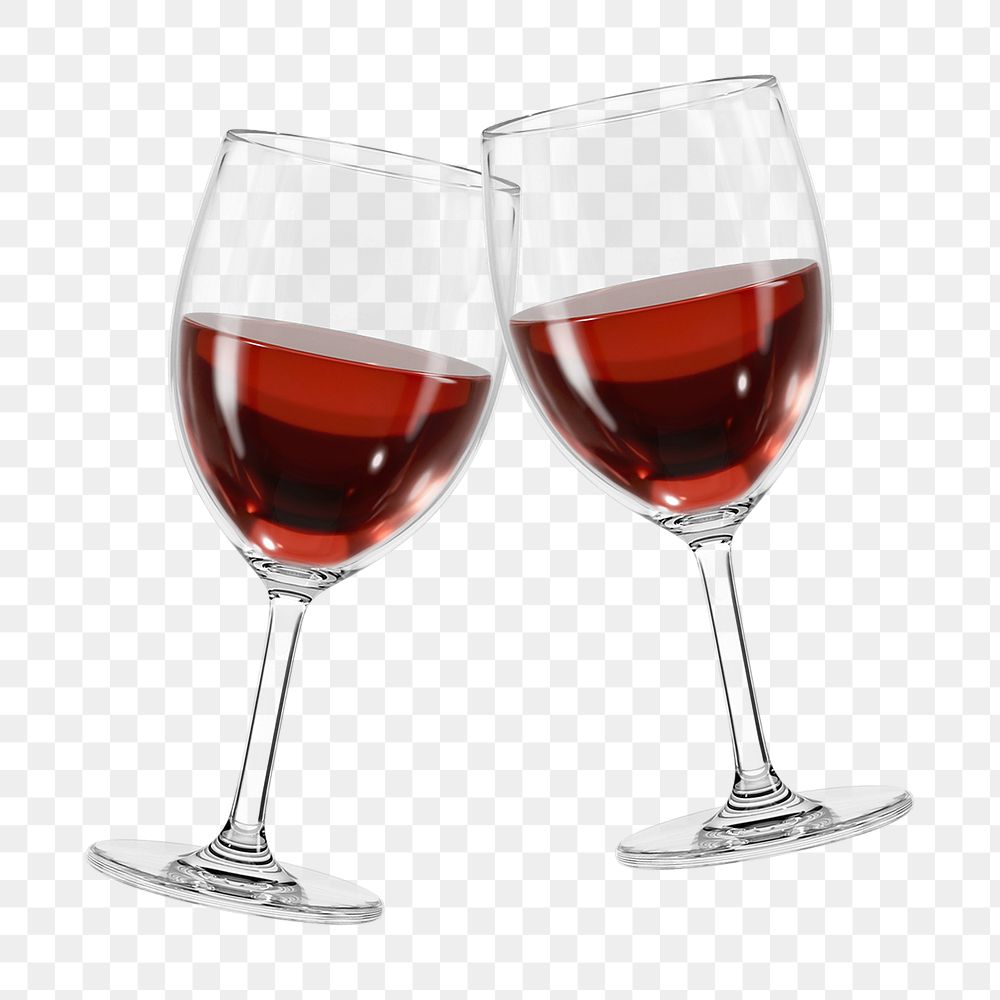 PNG 3D clinking wine glasses, element illustration, transparent background