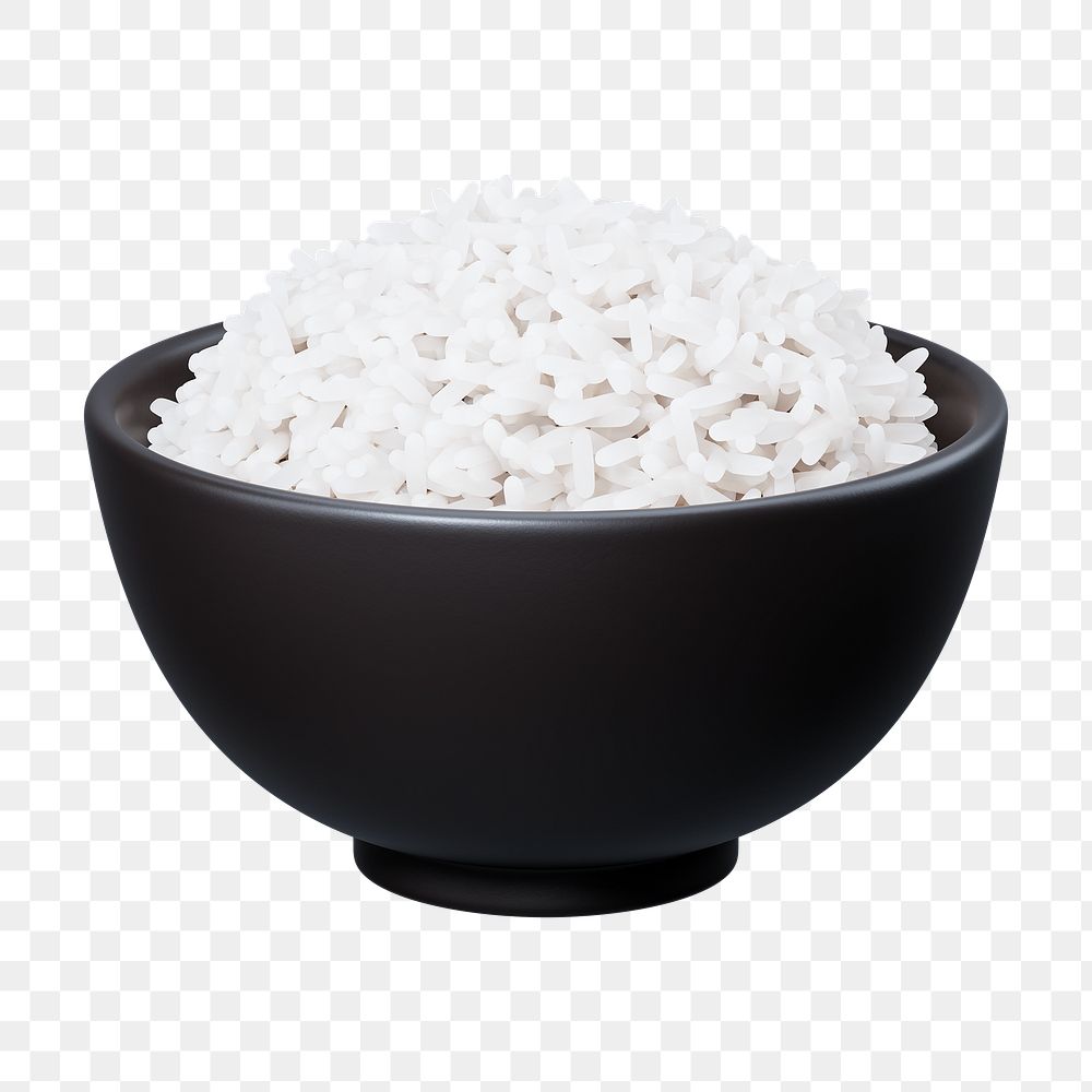 PNG 3D rice bowl, element illustration, transparent background