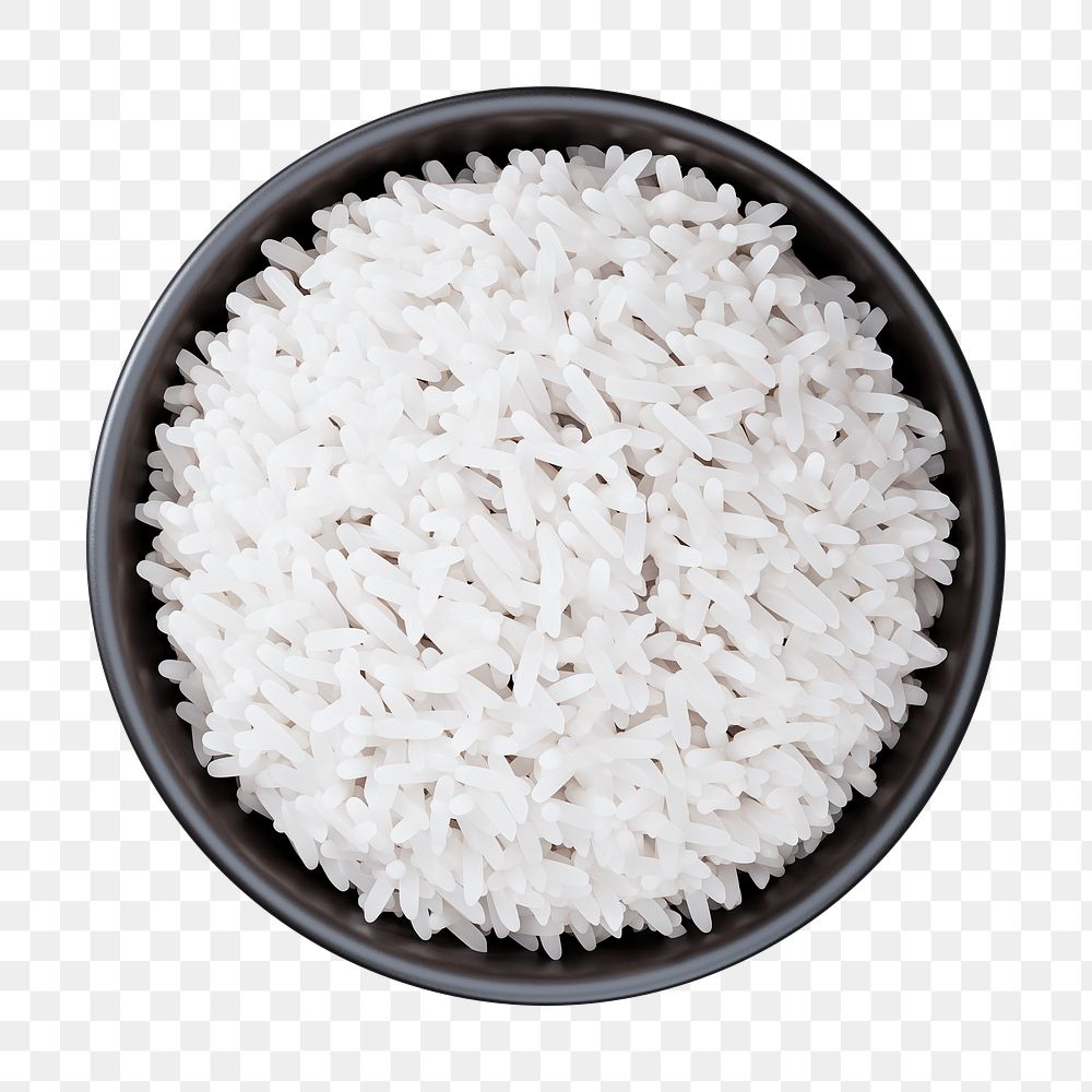 PNG 3D rice bowl, element illustration, transparent background