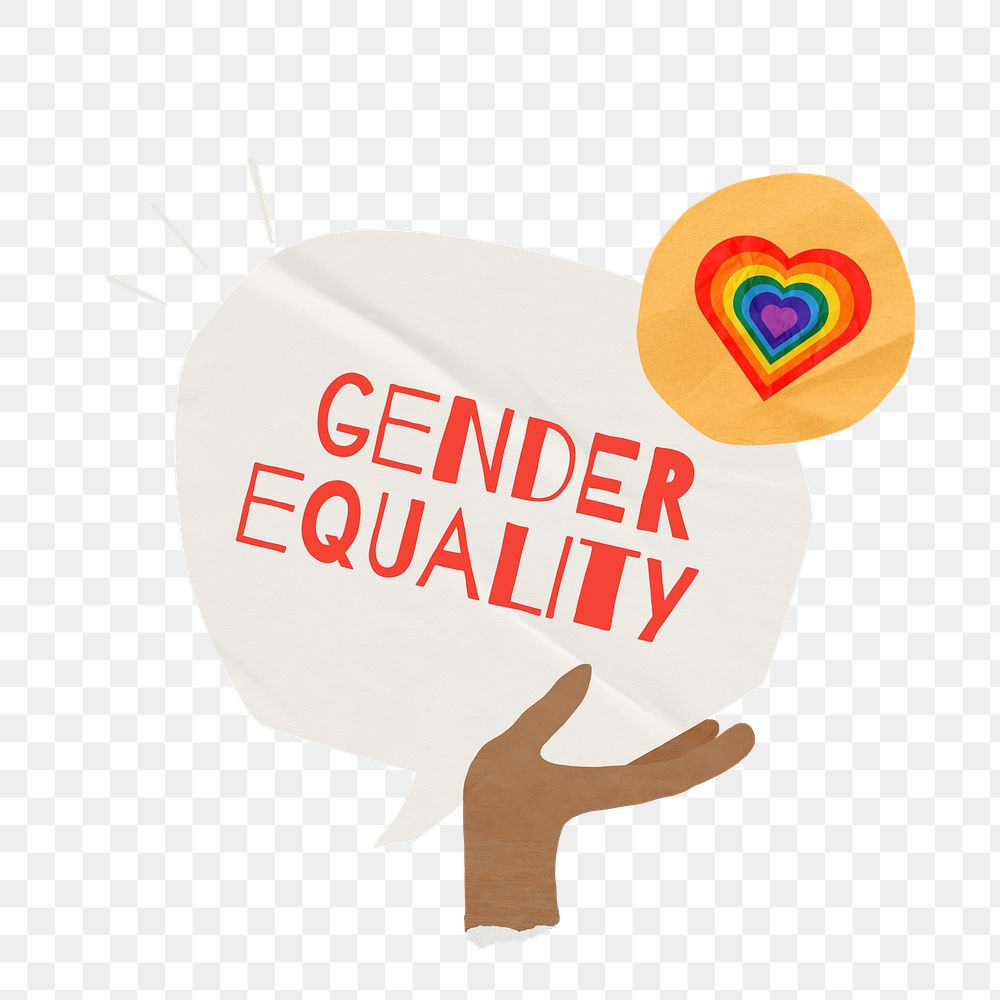 PNG Gender equality word, speech bubble paper craft, transparent background