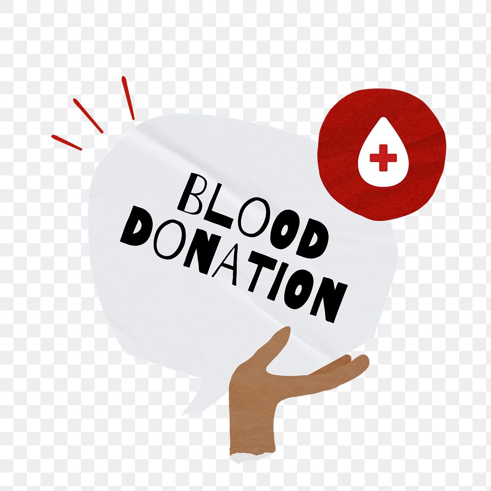 PNG Blood donation word, speech bubble paper craft, transparent background