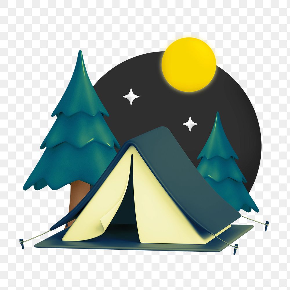 PNG 3D camping tent, element illustration, transparent background