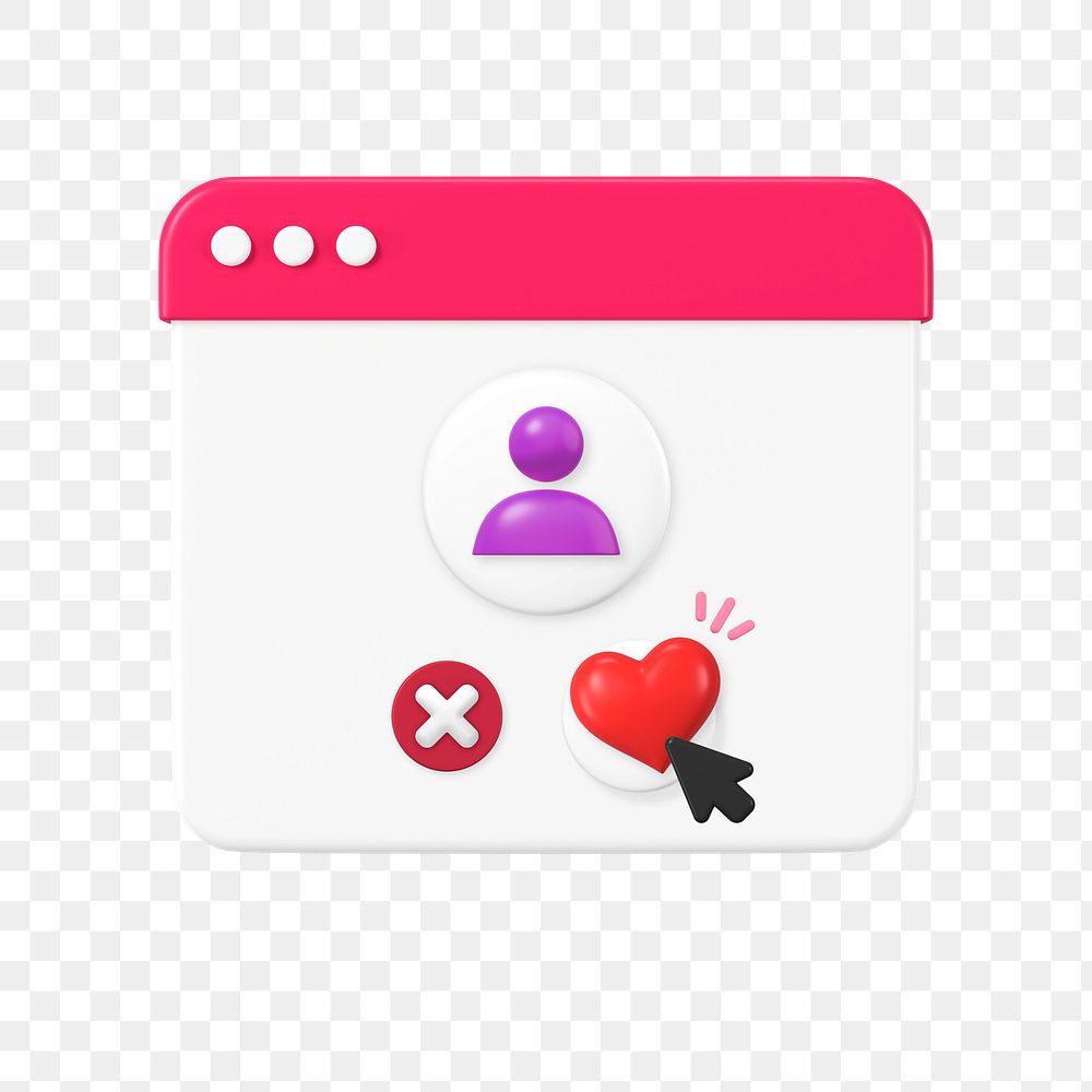 PNG 3D online dating, element illustration, transparent background