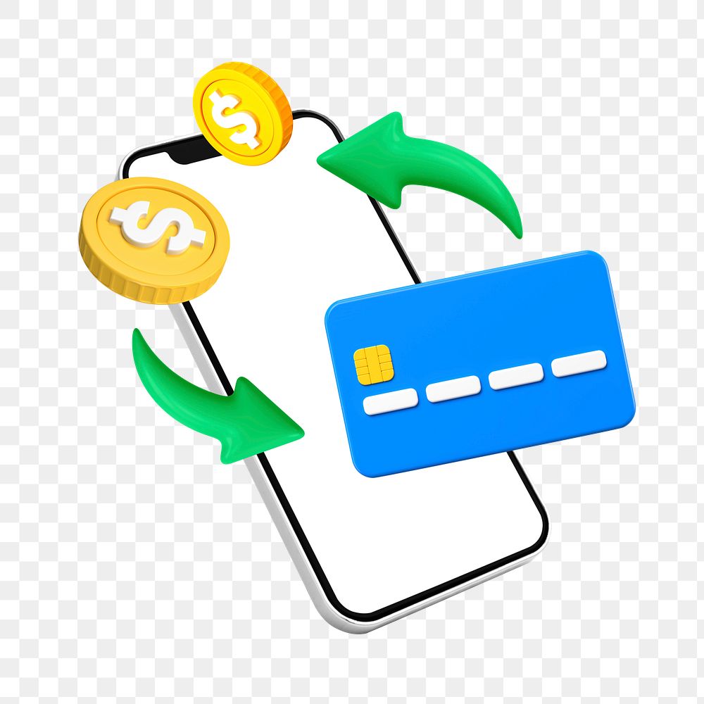 PNG 3D online payment, element illustration, transparent background
