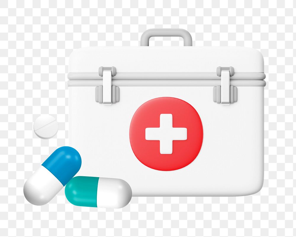 PNG 3D first aid box, element illustration, transparent background