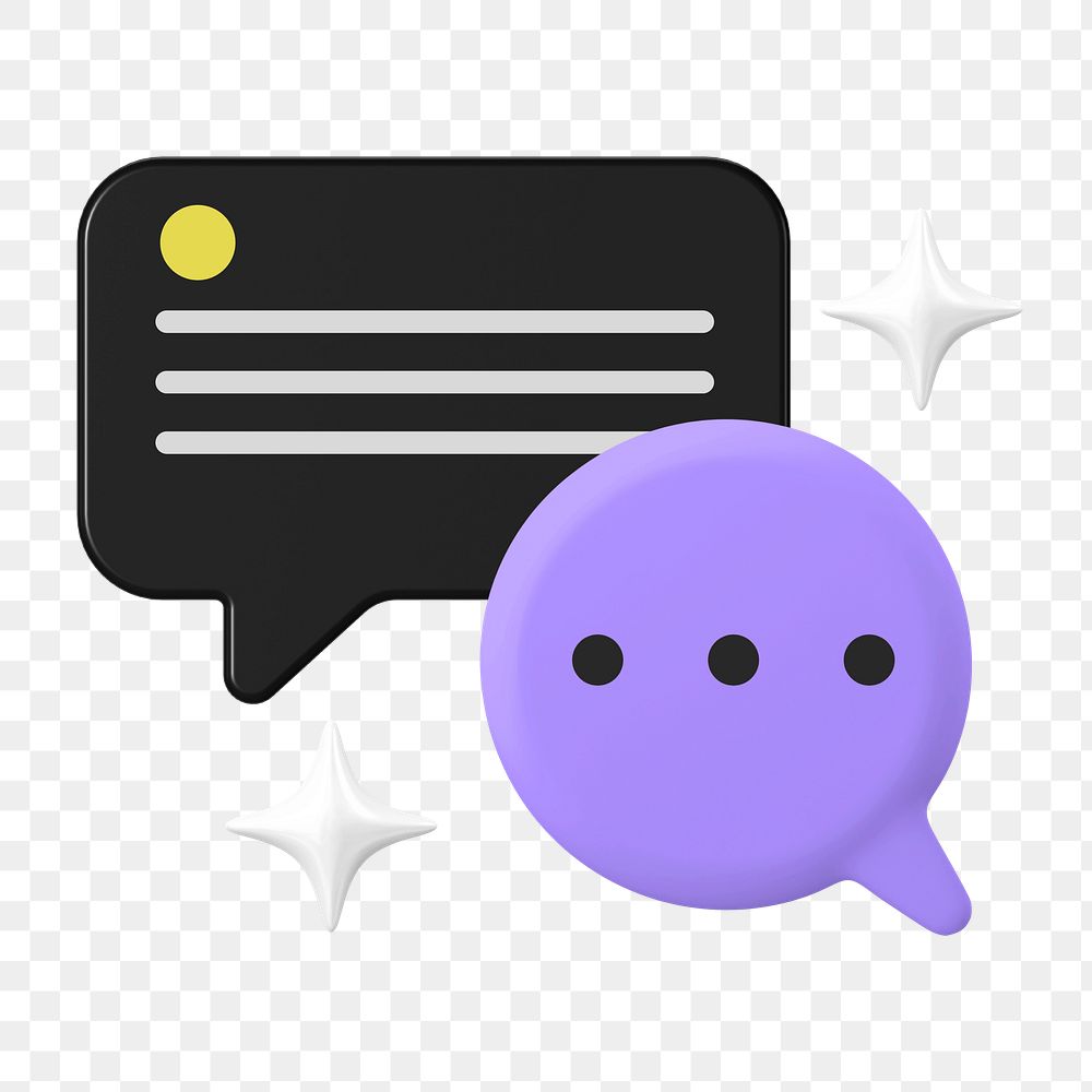 PNG 3D speech bubbles, element illustration, transparent background