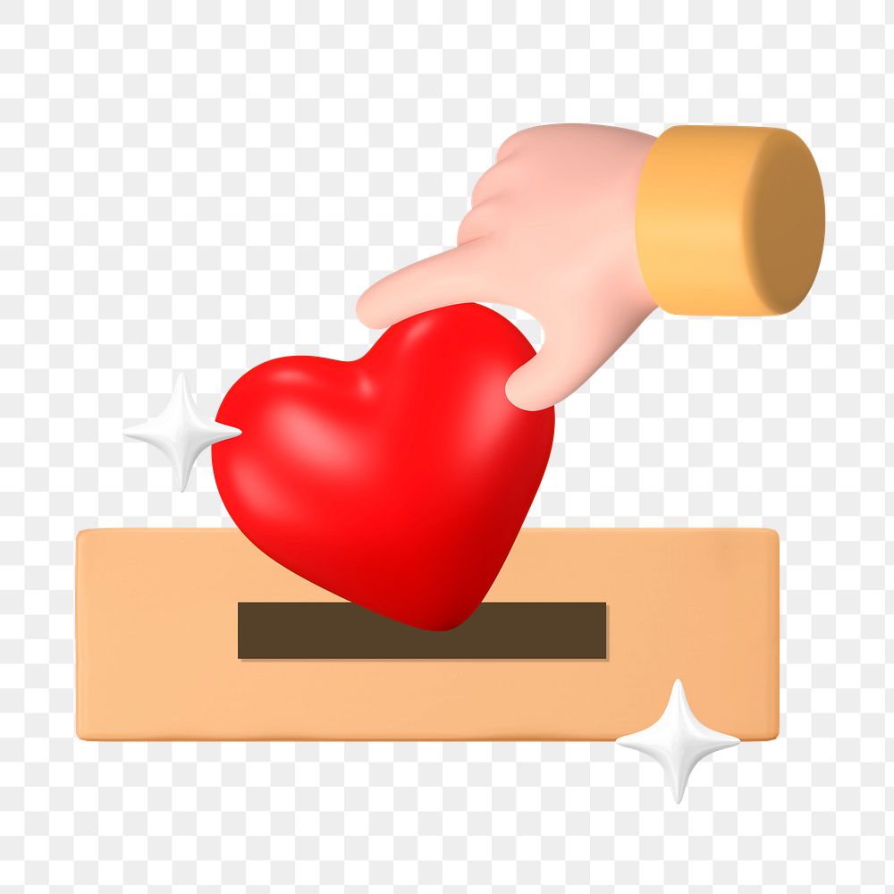 PNG 3D donating heart, element illustration, transparent background