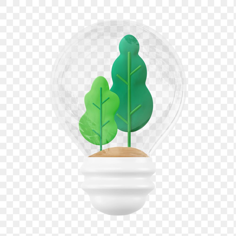 PNG 3D trees in bulb, element illustration, transparent background