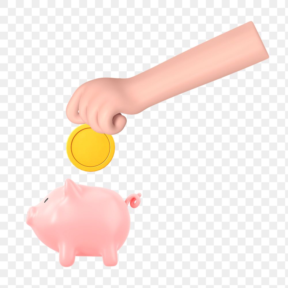 PNG 3D piggy bank, element illustration, transparent background