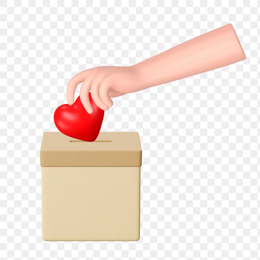 PNG 3D donating heart, element illustration, transparent background