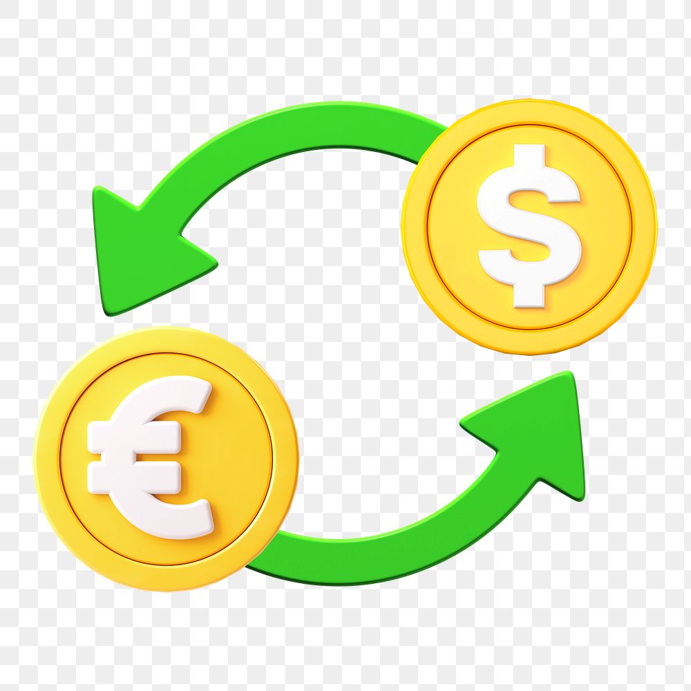 PNG 3D currency exchange, element illustration, transparent background