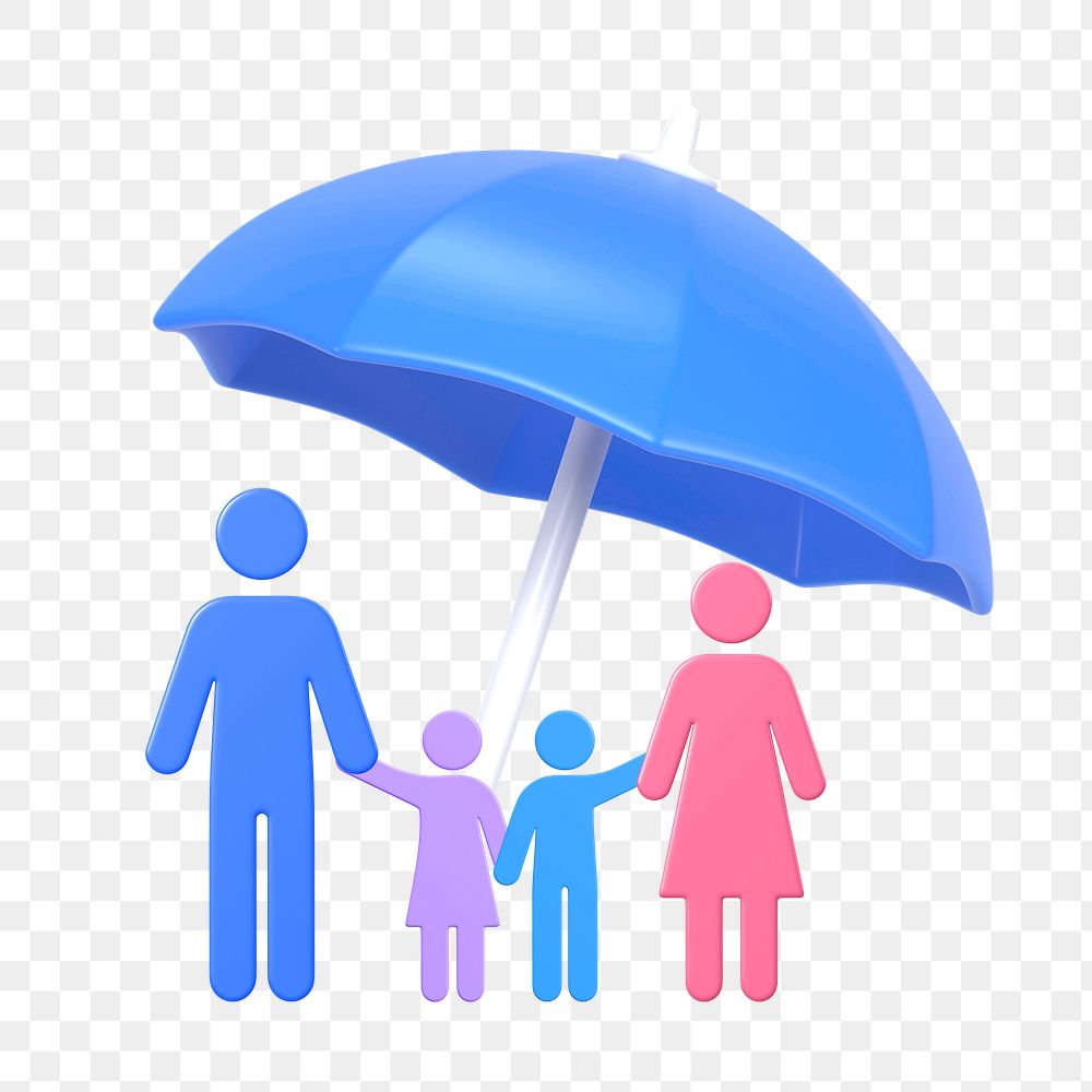 PNG 3D family insurance, element illustration, transparent background