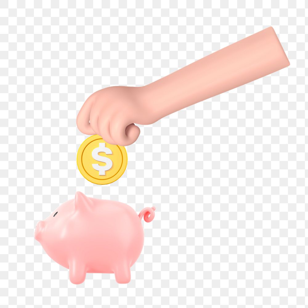 PNG 3D piggy bank, element illustration, transparent background
