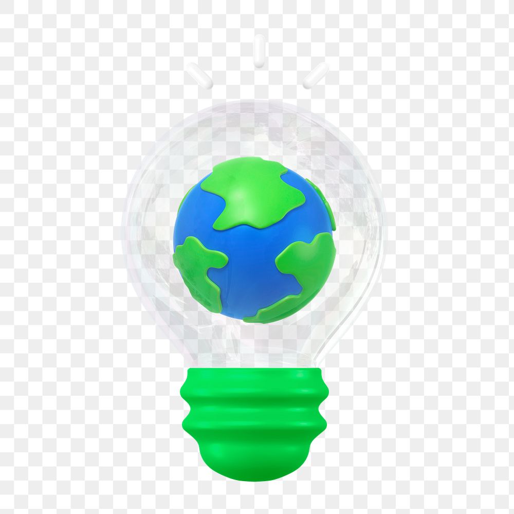 PNG 3D globe in bulb, element illustration, transparent background
