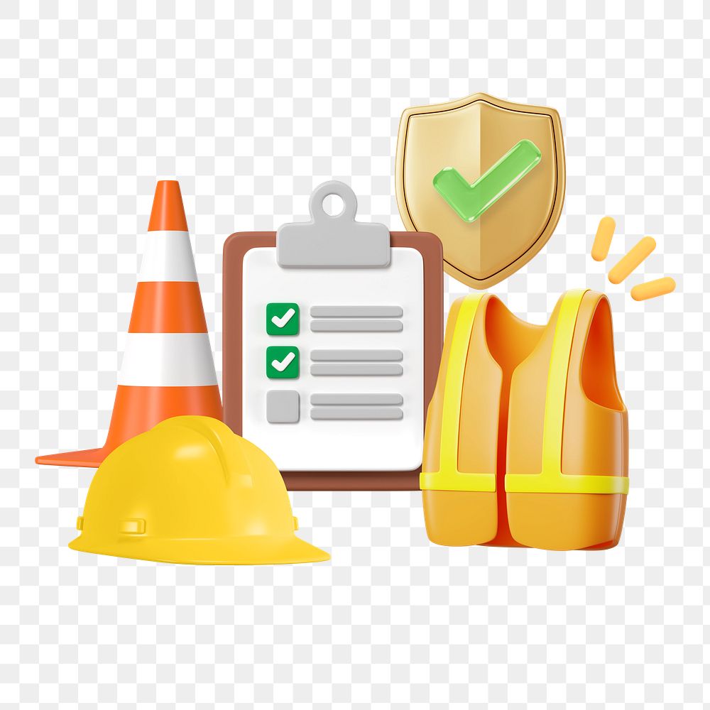 PNG 3D safety inspection, element illustration, transparent background