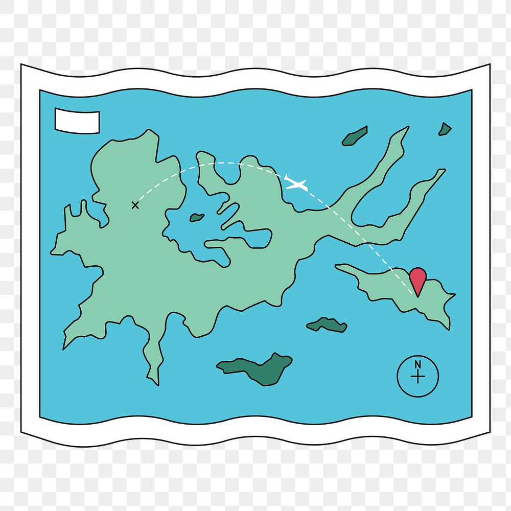 PNG World map, flat travel illustration, transparent background