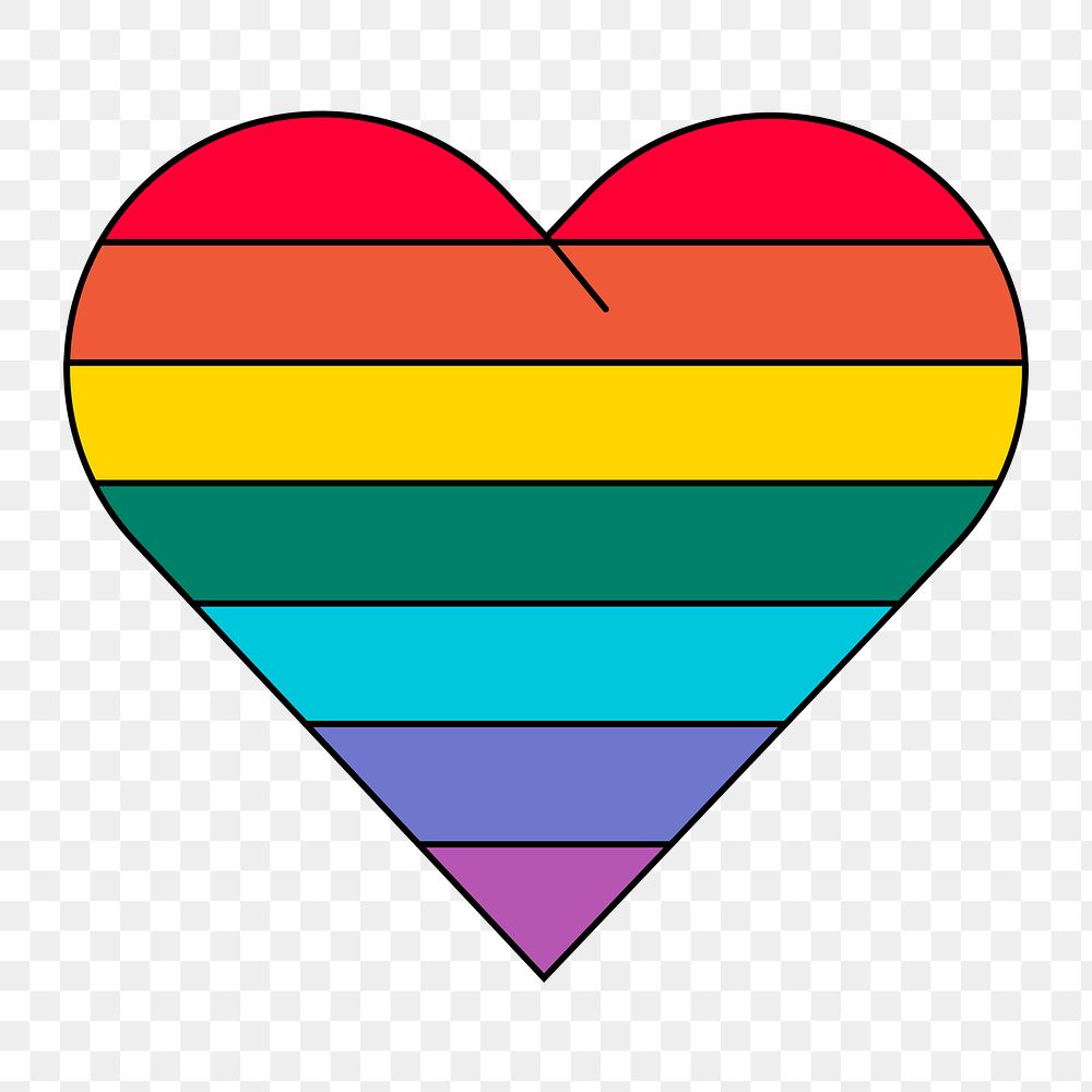 PNG Rainbow heart, LGBTQ pride illustration, transparent background