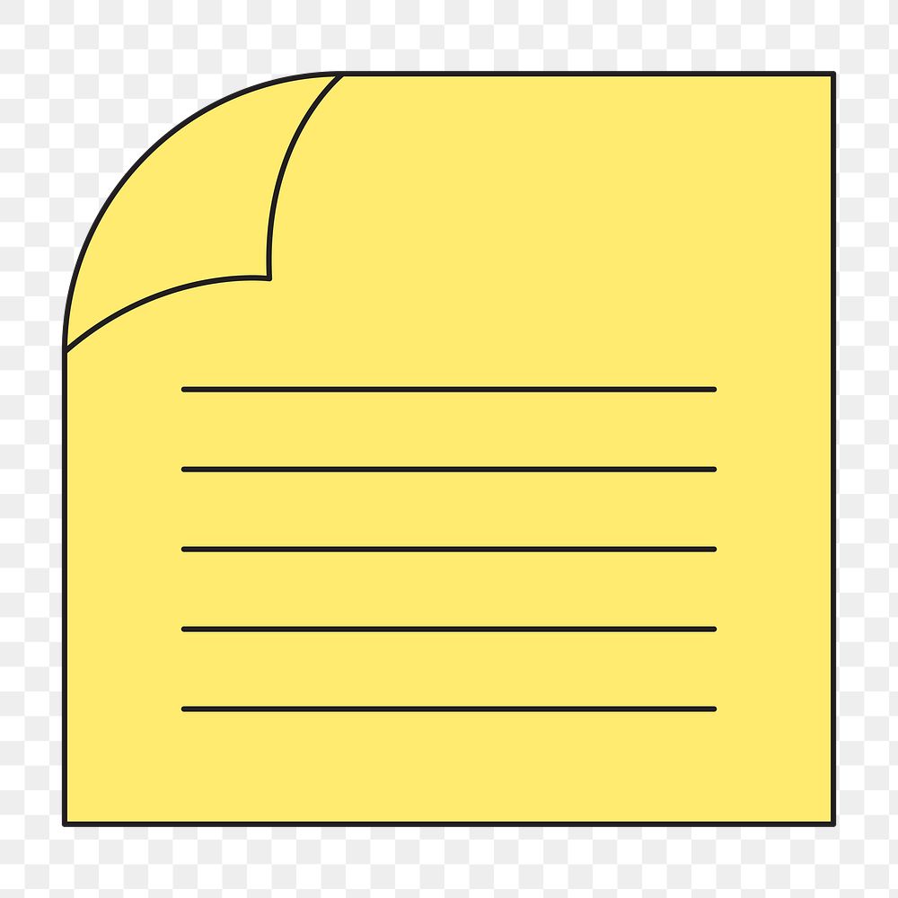 Png yellow lined note paper illustration, transparent background