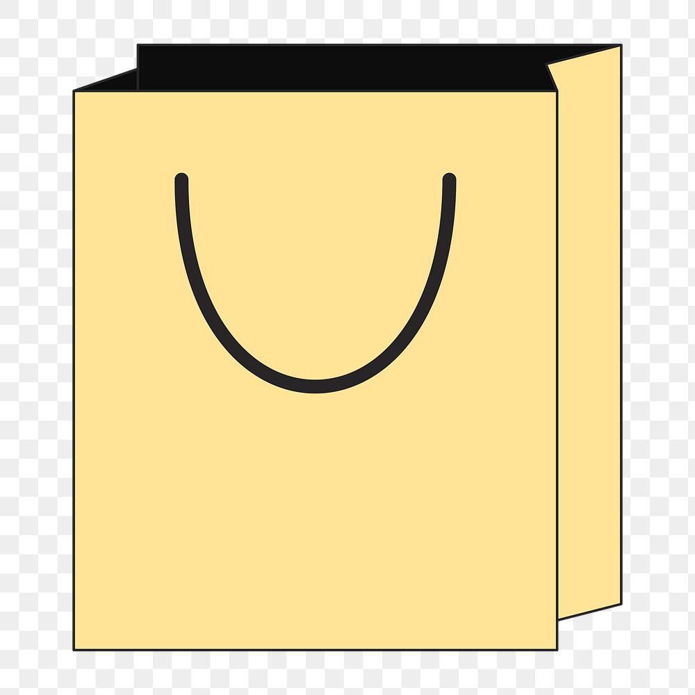 PNG Yellow shopping bag, flat object illustration, transparent background