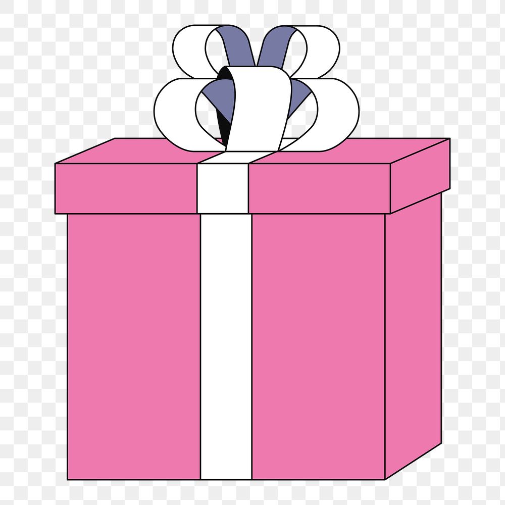 PNG Pink gift box, flat object illustration, transparent background