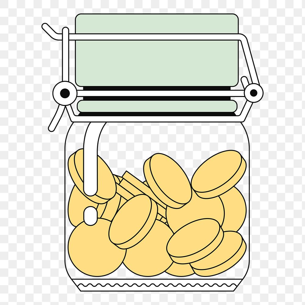 PNG Money jar, flat finance illustration, transparent background