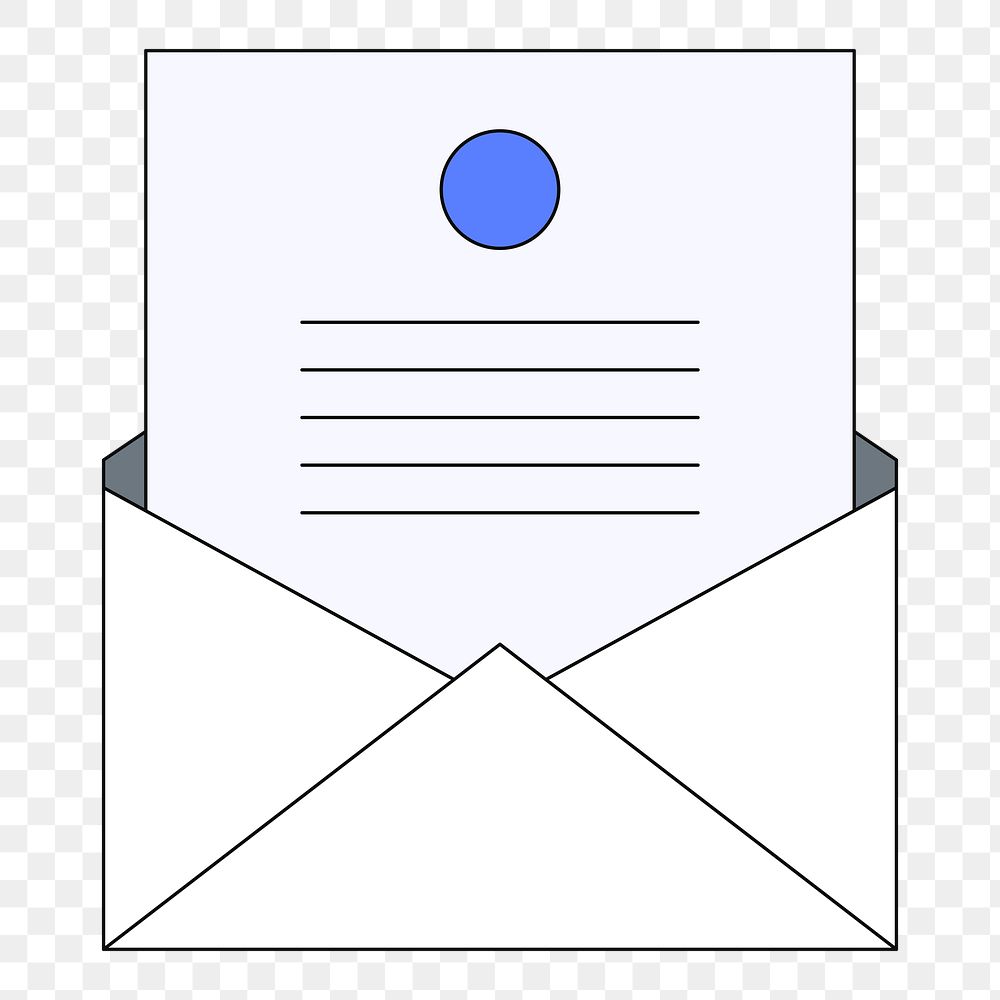 PNG Opened letter, flat illustration, transparent background