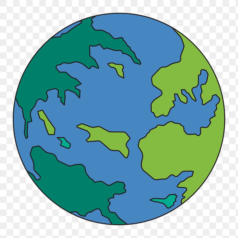 PNG Earth globe, flat planet illustration, transparent background