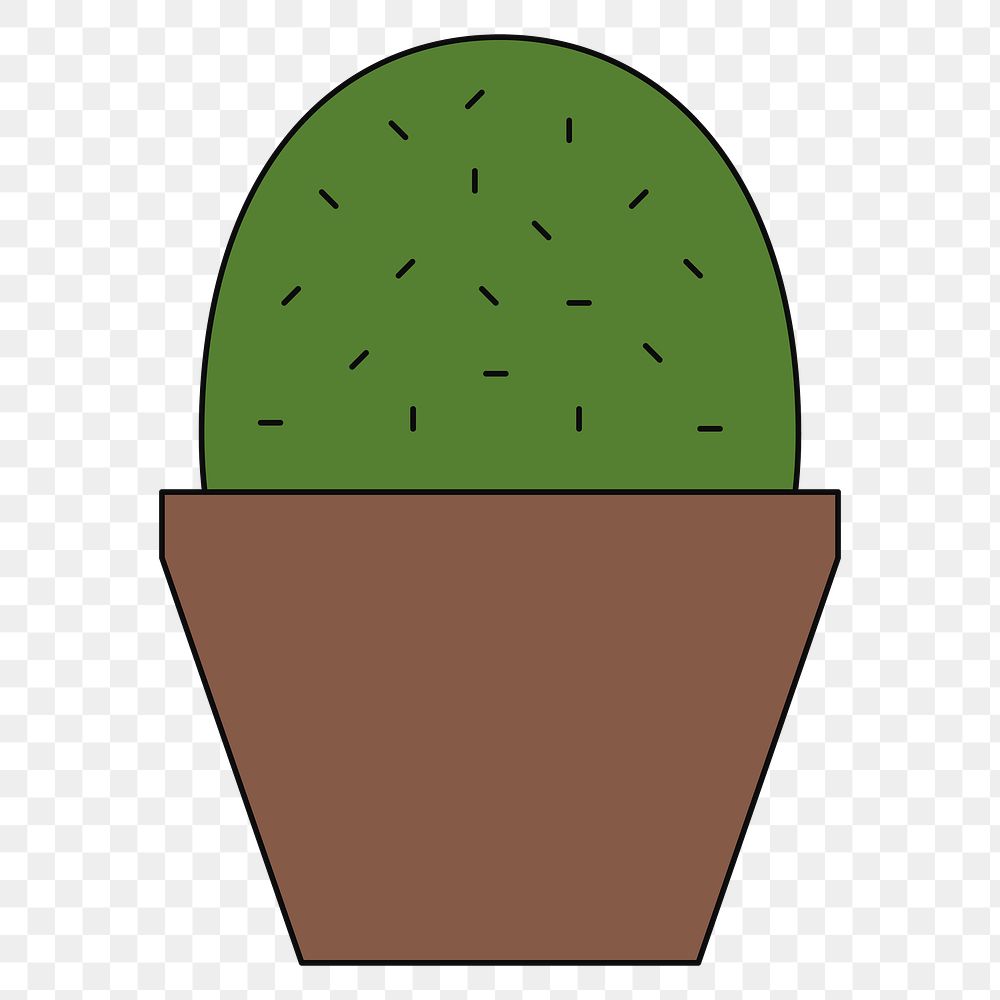 PNG Cactus houseplant pot, flat illustration, transparent background