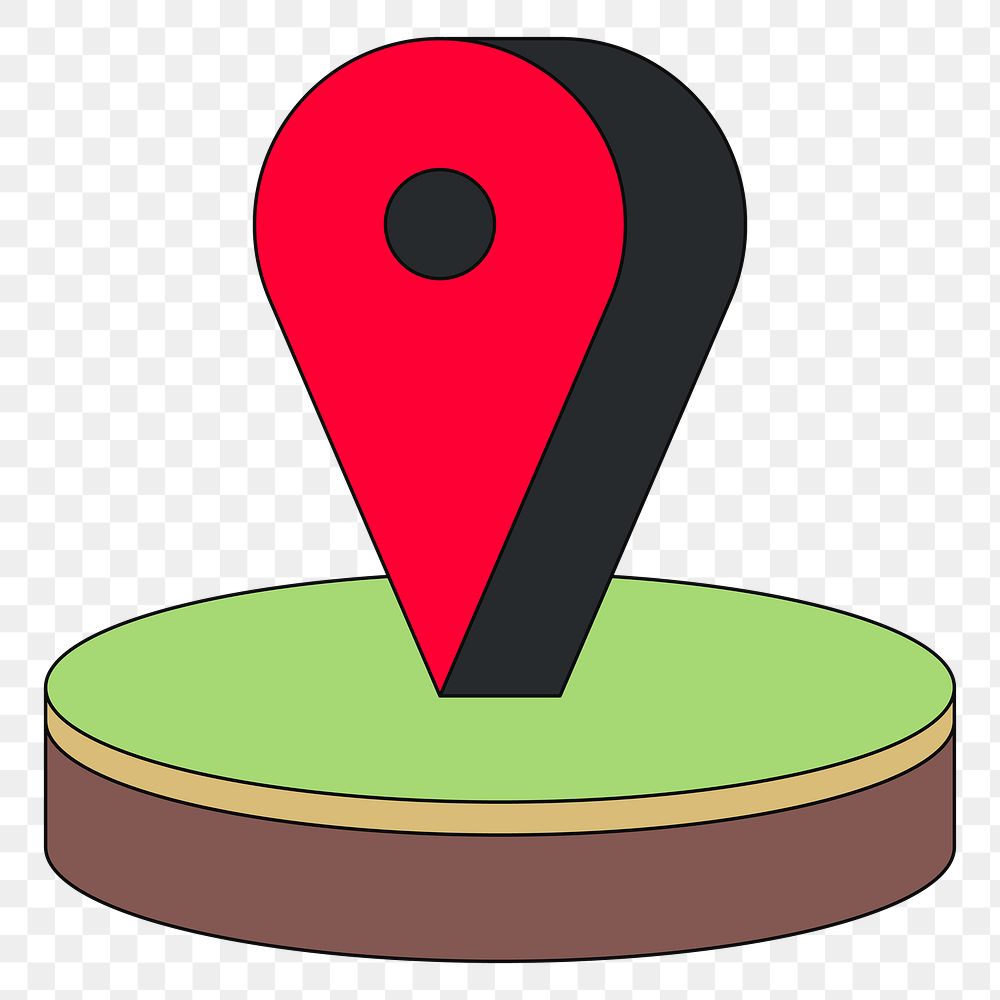 PNG Red pin map icon, flat graphic, transparent background