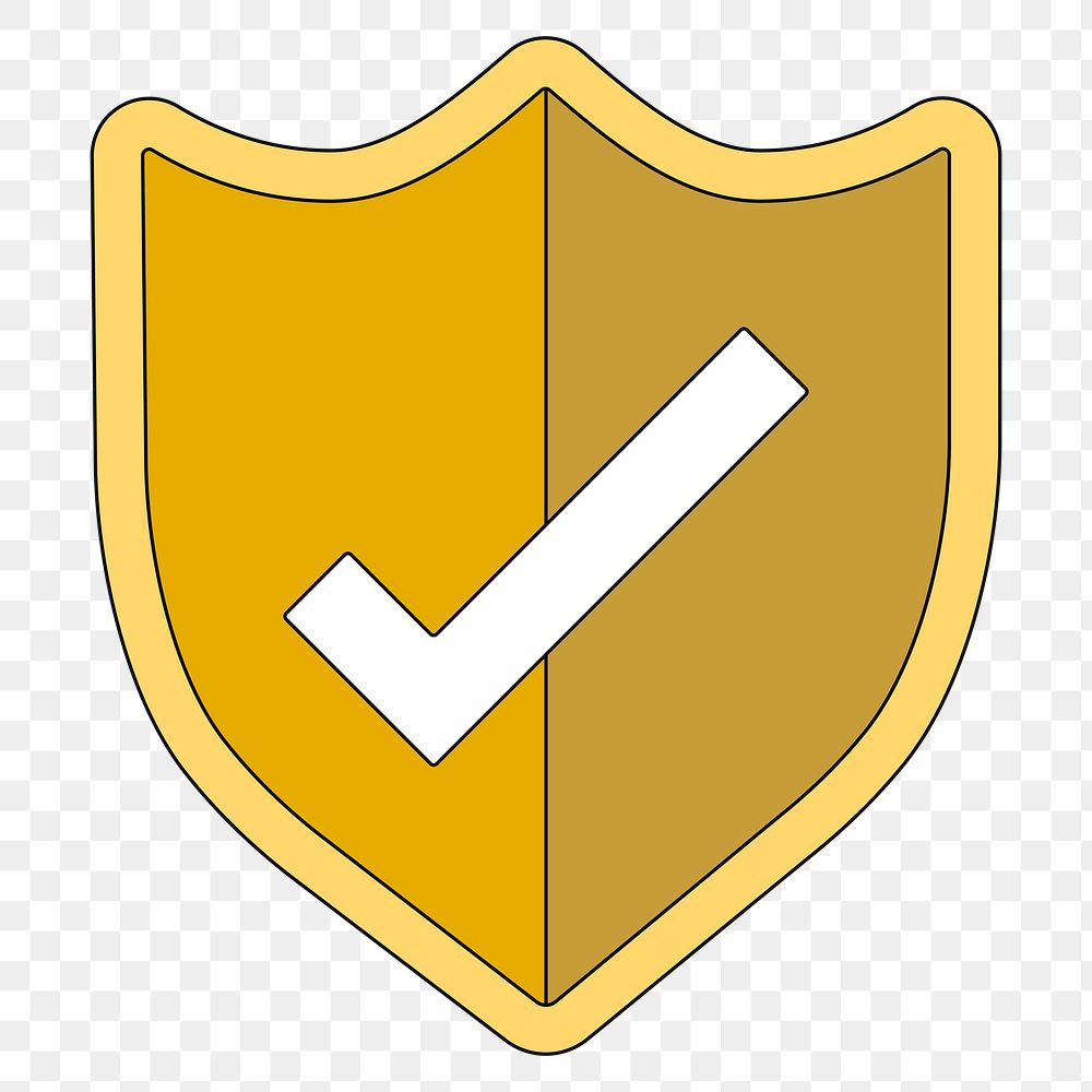 PNG Check mark shield icon, flat graphic, transparent background