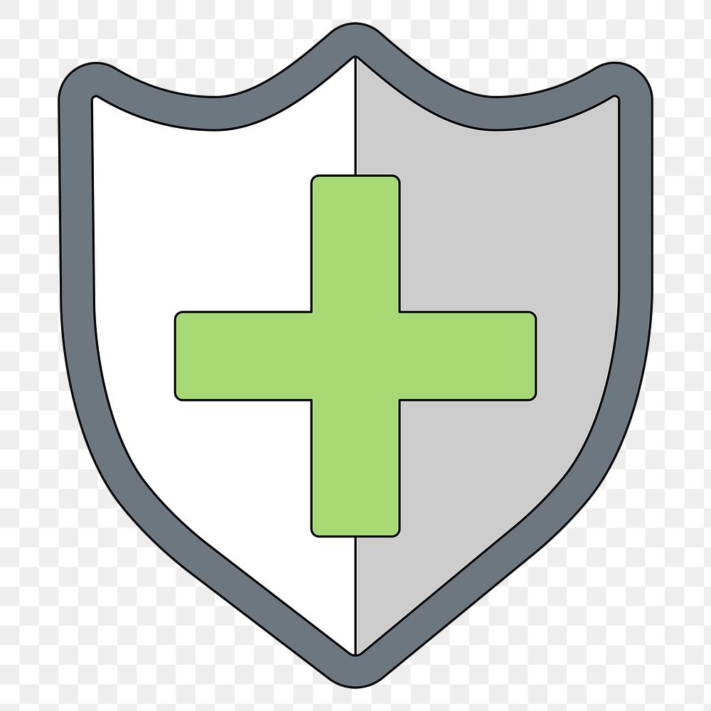 PNG Medical shield icon, flat graphic, transparent background