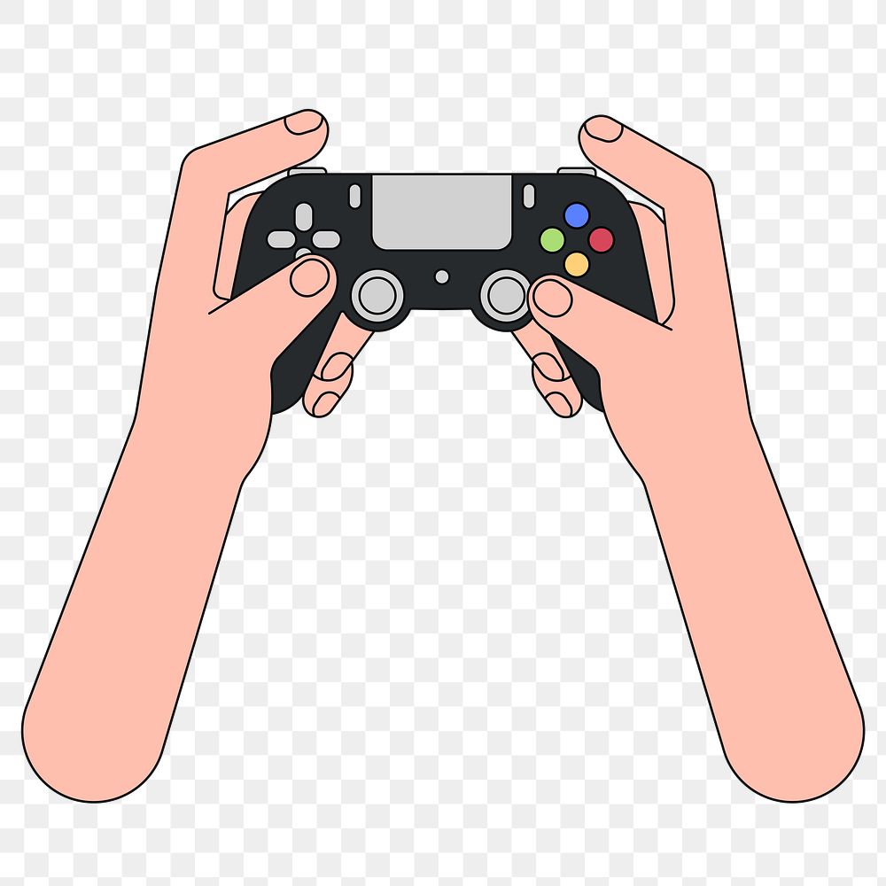 PNG Hands playing game controller, flat illustration, transparent background