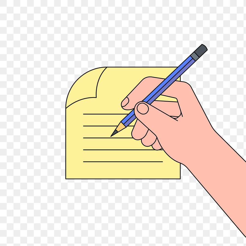 Png hand writing on note illustration, transparent background