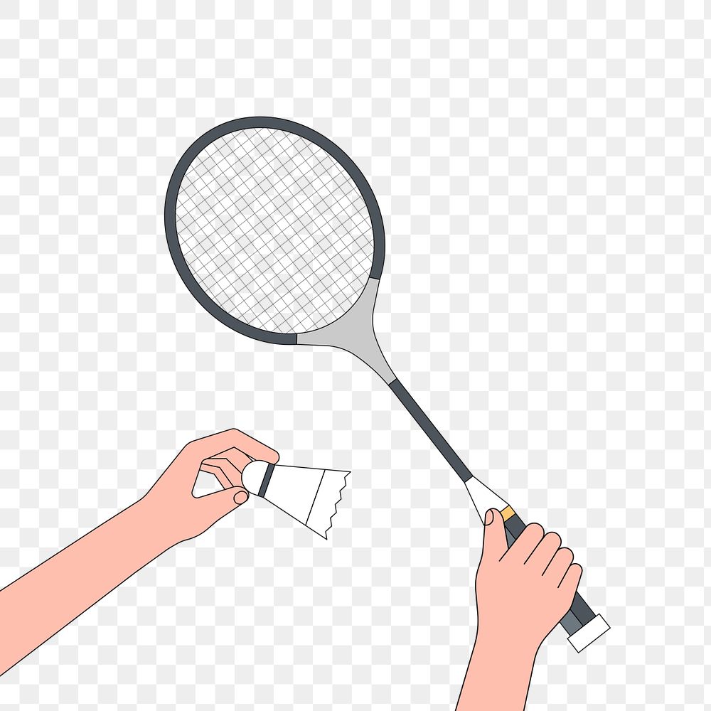 Png badminton racket with shuttlecock illustration, transparent background