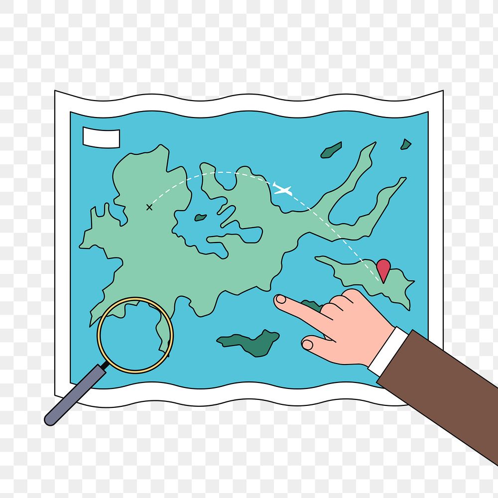 PNG Businessman pointing map, flat illustration, transparent background