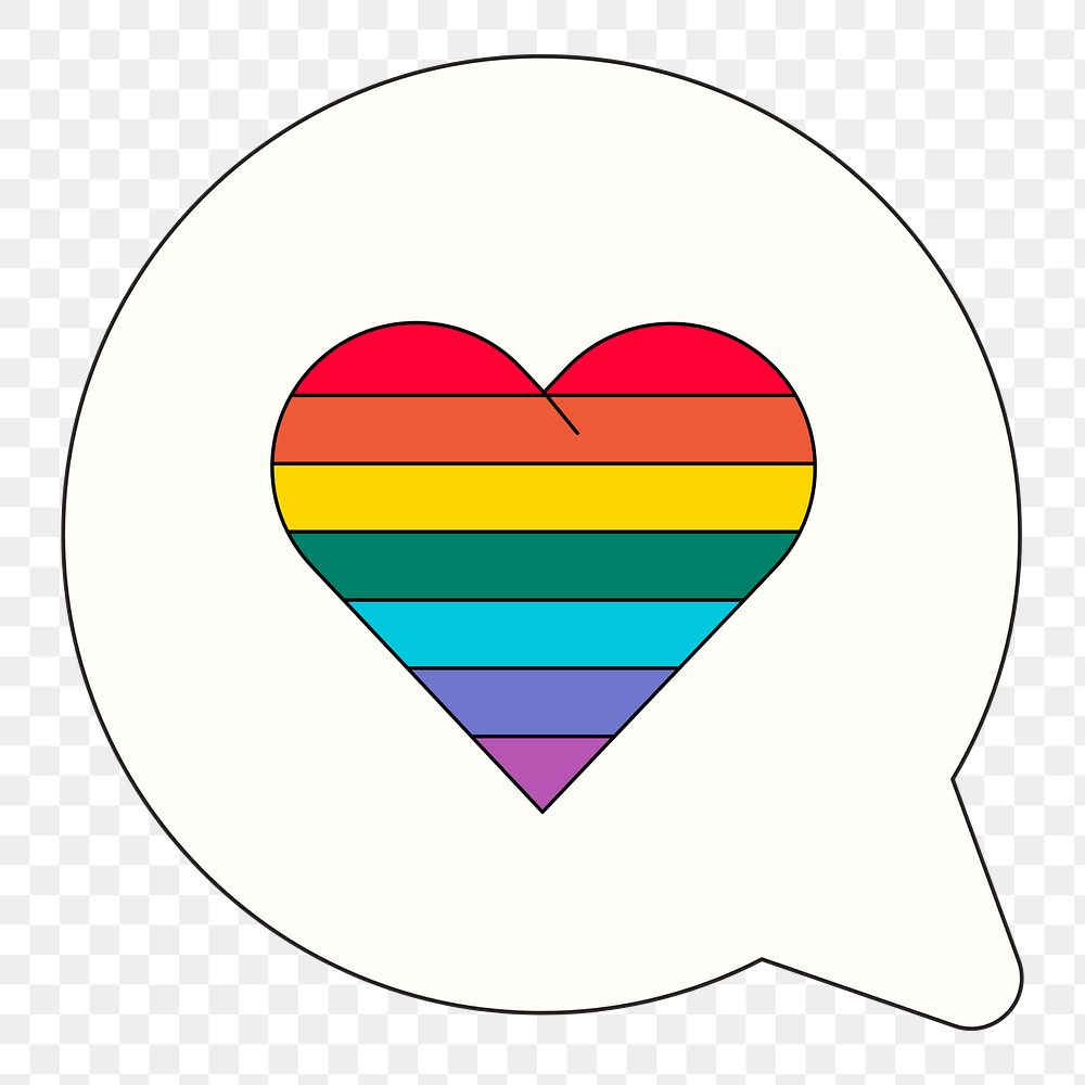 PNG Rainbow heart speech bubble, LGBTQ illustration, transparent background