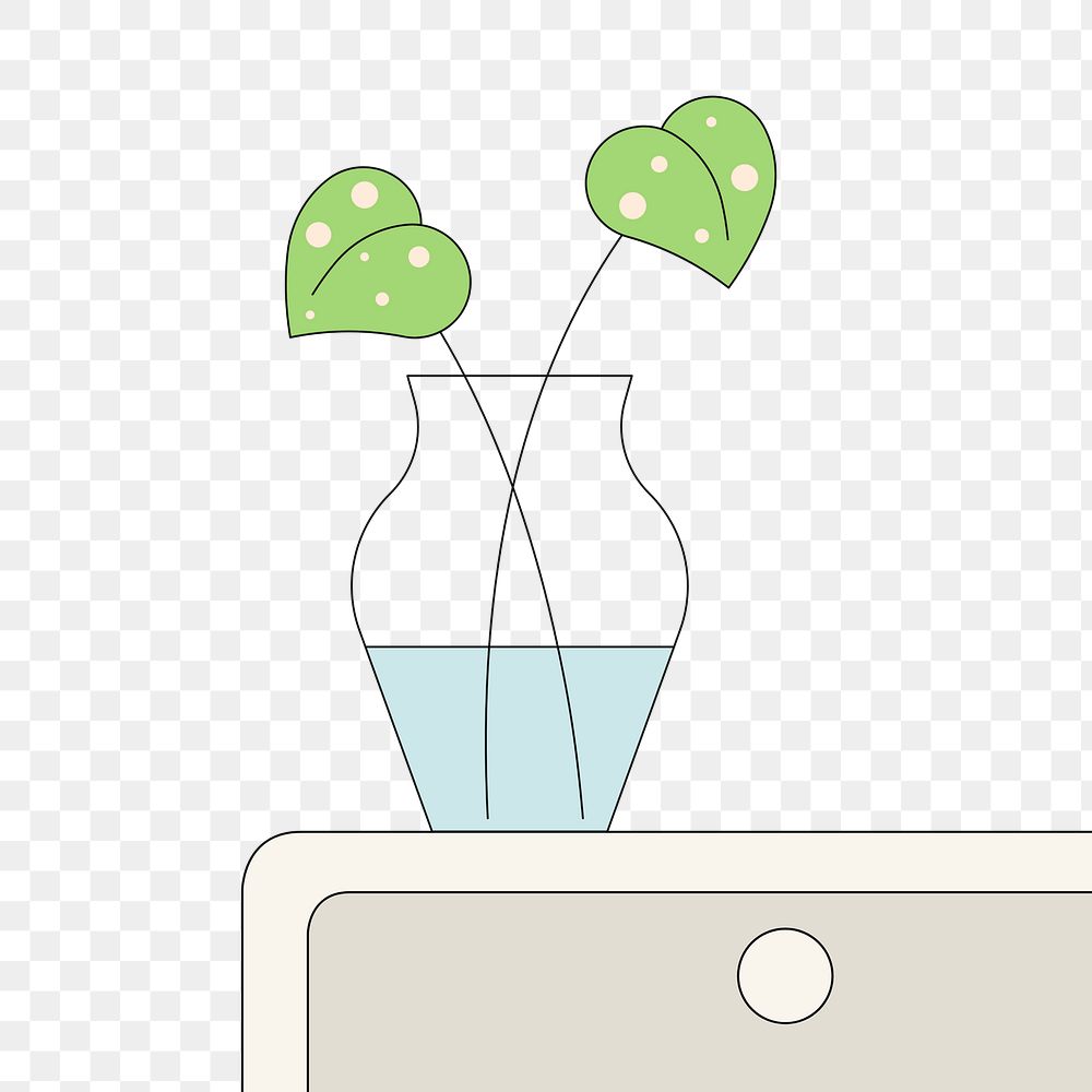 PNG Houseplant vase, home decor illustration, transparent background