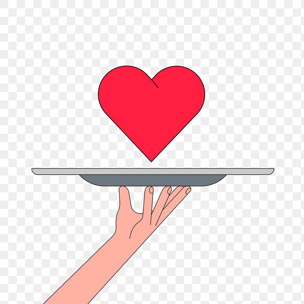 Png presenting heart on the plate illustration, transparent background