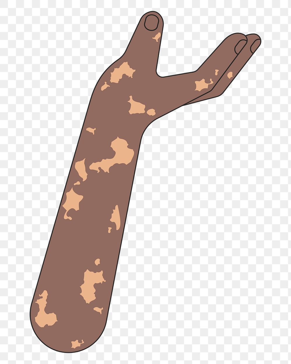 PNG Vitiligo presenting hand, gesture flat illustration, transparent background