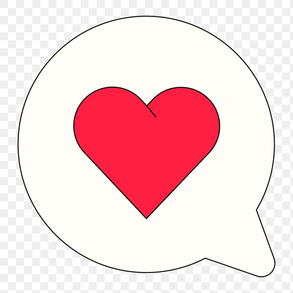 Png Heart in text bubble illustration, transparent background