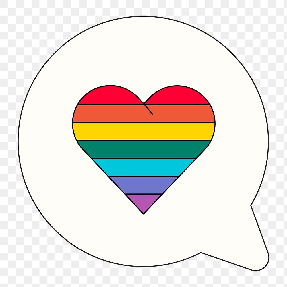 PNG Rainbow heart speech bubble, LGBTQ illustration, transparent background