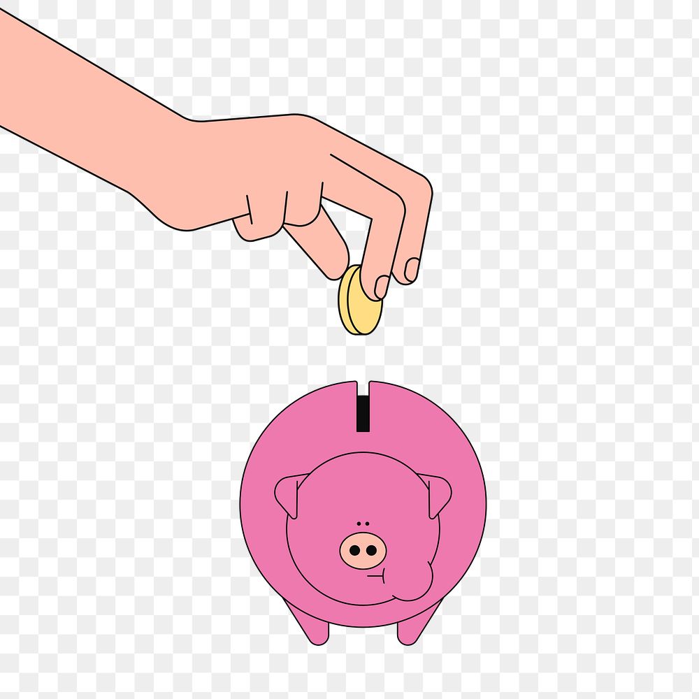 PNG Piggy bank, money saving illustration, transparent background