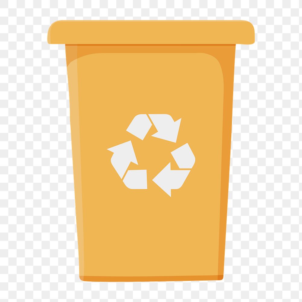 Yellow png recycle bin,  transparent background