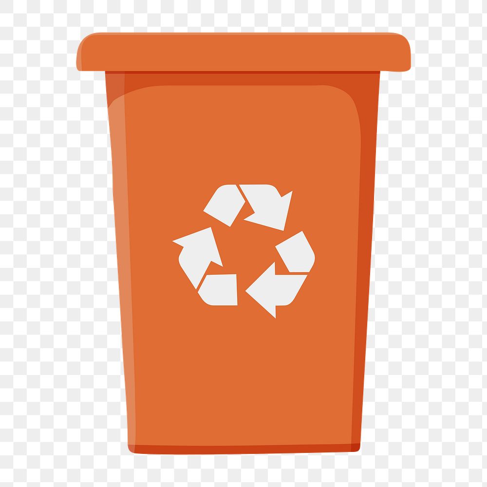 Orange png recycle bin, transparent background